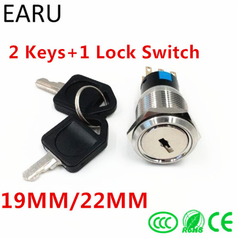 1pc 19mm Stainless Steel waterproof Key Lock switch 5A AC250V 2 3 Positions Key Switch Rotary Changeover Switch Online Wholesale ► Photo 1/6
