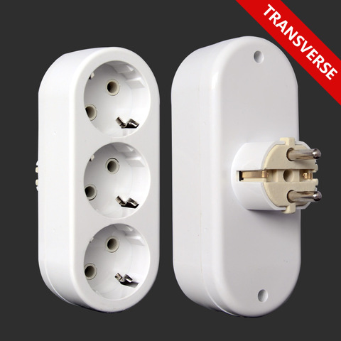 EU Type German standard 2-hole 1 TO 3 Way Conversion Socket  Power Adapter Plug 16A Travel Plugs AC 250V ► Photo 1/5