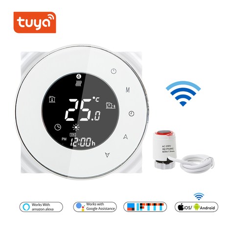 WiFi Smart Thermostat Round Design For 3A Water Floor Heating With Electric Actuator for Manifolds and Valves Normally Closed ► Photo 1/1