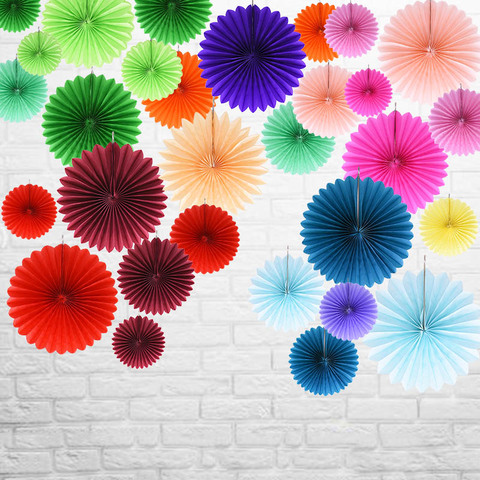5pcs 10/15/20/25cm Paper Fan Pinwheel Round Lantern for Wedding Festival Party Hanging Flower Decor Birthday DIY Craft Supply 8z ► Photo 1/6