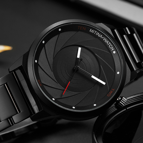 Luxury Cool Men Black Steel Watch Men Fashion Top Brand Sports Unique Design  Quartz Wrist Watches Male Clock Relogio Masculino ► Photo 1/6