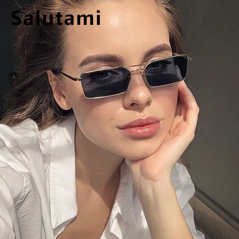 Square Sun Glasses Metal Woman  Small Square Mirror Sunglasses