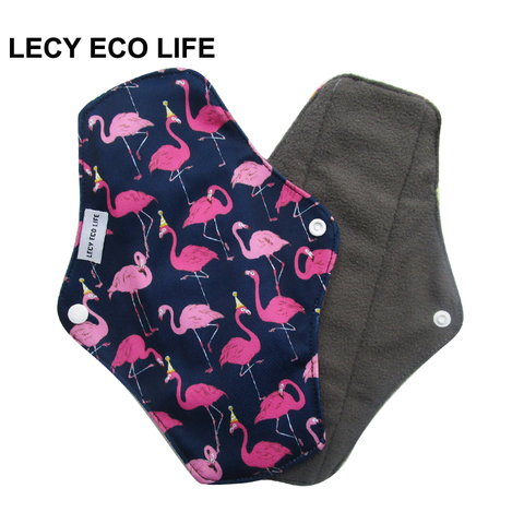 [LECY ECO LIFE] Flamingo printed bamboo charcoal fleece inner lady cloth menstrual pads,Reusable waterproof Mummy pads for Women ► Photo 1/6