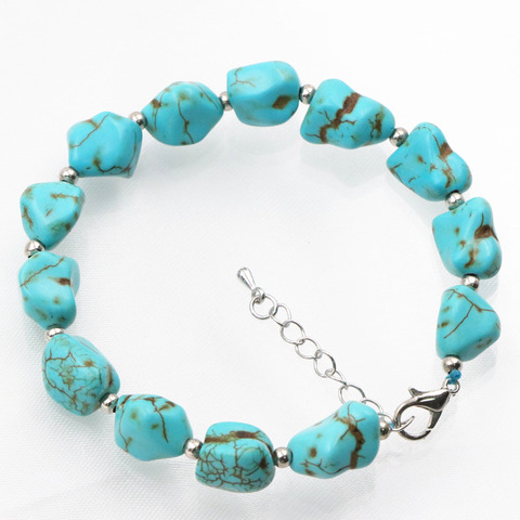 New Original DIY Bracelet Irregular Beads Women 9-11mm Turquoises Stone Strand Bracelets Bangle Wristband Jewelry 7.5inch A633 ► Photo 1/6
