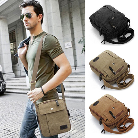 2022 New Sale Men Canvas Handbags Single Strap Male Shoulder Bags Solid Zipper School Bags for Teenager Casual Travel Handbags ► Photo 1/6