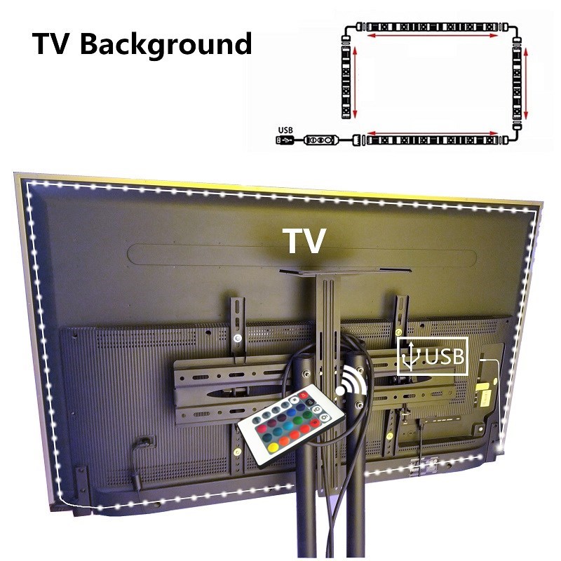 5V RGB 5050Led Strip Can Change Color F TV Background Lighting+USB IR Controller 