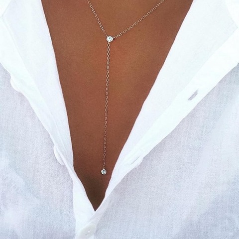 2016 summer style Y design necklace pendant charm CZ SILVER color gold choker necklace women jewelry ► Photo 1/2