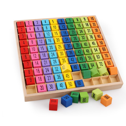 Baby wooden Toys 99 Multiplication Table Math Toy 10*10 Figure Blocks Baby  learn  Educational montessori gifts free shipping ► Photo 1/6