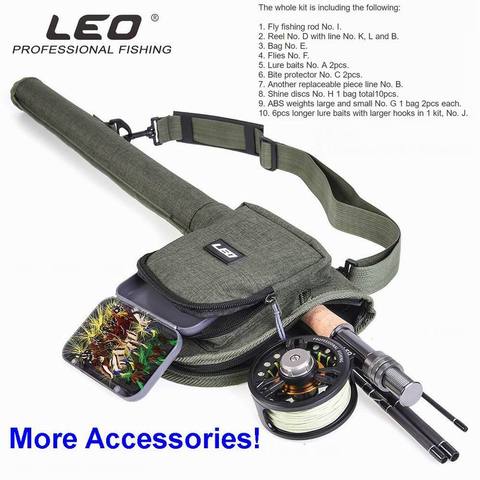 Fly Fishing Rod 2.74M Leo Fly Fishing Kit with Bag, Reel, Backing Line, FLy and Lead Line,Flies, Shine Disc, ABS Weights, etc ► Photo 1/1