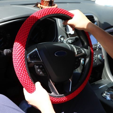 Elastic Fabric Car Steering Wheel Cover Fit For Most Cars Breathability Durable Skidproof 4 Clolors Handmade Car Styling ► Photo 1/6