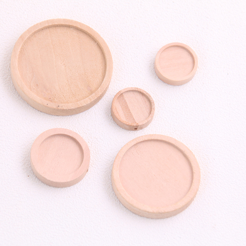 6pcs 12/15/25/30mm Inner Size Wood Color Round Wood Cabochon Base Setting Charms Pendant Necklace Findings ► Photo 1/6