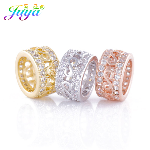 Beading Jewelry Findings Pave Zircon Big Hole Infinity Metal Charm Beads Accessories For Women Men Natural Stones Jewelry Making ► Photo 1/6