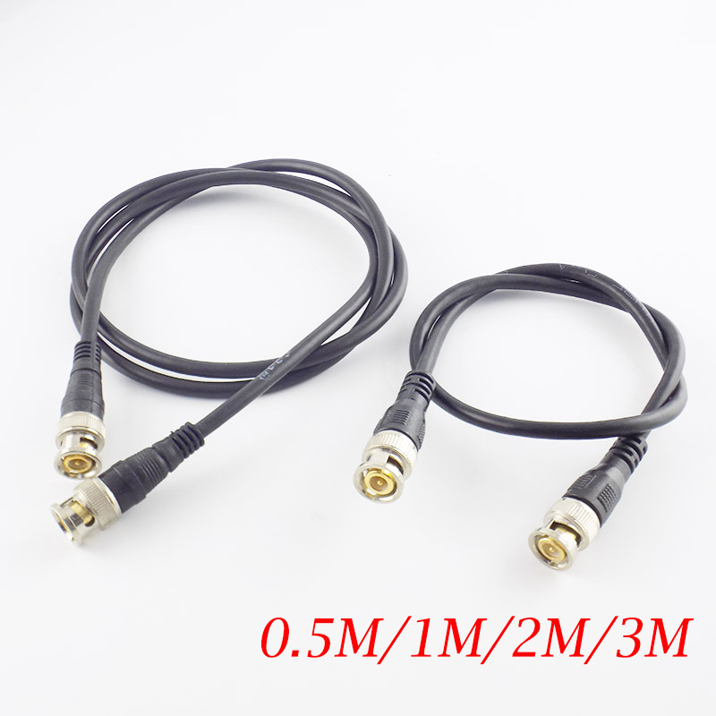 0.5 2M CCTV BNC male to BNC male Cable plug Adapter Connector video balun Camera 