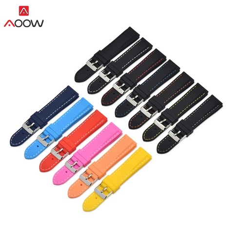 AOOW Silicone Rubber Sport Watch Band Universal Watchband Strap Wrist Belt Bracelet 16mm 18mm 20mm 22mm 24mm for Men 2022 Newest ► Photo 1/6