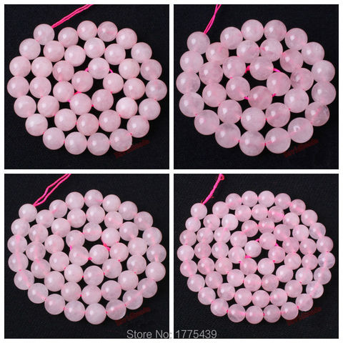 Free Shipping 6 8 10 12mm Natural Round Shape Rose pink Quartz Loose Beads Strand 15