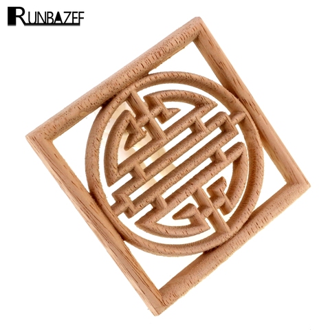 RUNBAZEF Home Decoration Accessories Furniture Wood Appliques Woodcarving Corner Decal Wooden Decor Wall Door Miniature Figurine ► Photo 1/6