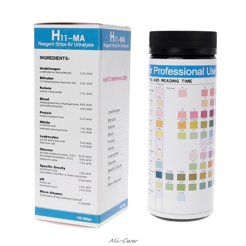 100Pcs H-11MA Urine Test Strip Reagent Strip For 11 Urinalysis With Anti-VC Interference Ability Test Urobilinogen Bilirubin ► Photo 1/6