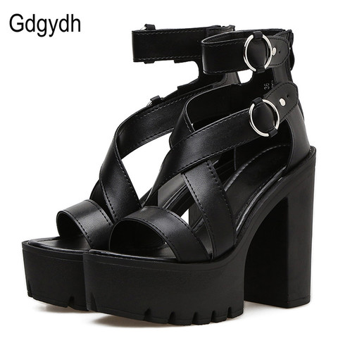 Gdgydh Fashion Solid Platform Women Sandals Summer Shoes Open Toe Rome Style High Heels Fashion Buckle Gladiator Shoes Woman ► Photo 1/6