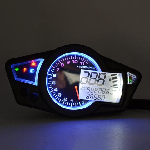 Motorcycle LCD Speedometer Motorcycle Digital Odometer Speedometer Tachometer Fit for 2&4 Cylinders ► Photo 1/6