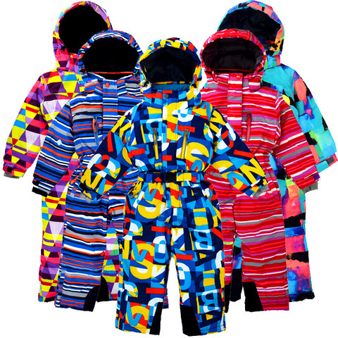 2022 children's winter outdoor one-piece ski suit, wind and snow, plus velvet thickening, suitable for 3-10 years old. ► Photo 1/6