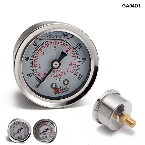 Fuel Pressure Gauge Liquid 0-160 psi Oil Press Gauge Fuel Gauge White Face Universal 1/8 NPT EP-GA01 ► Photo 1/6