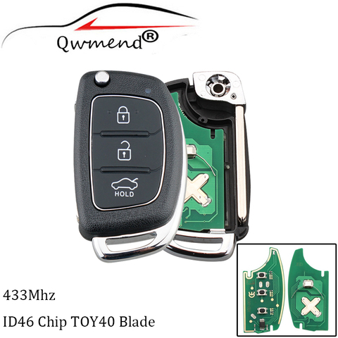 433Mhz Remote Car key For Hyundai IX35 IX25 IX45 Elantra Santa Fe 2013 2014 2015 2016 2017 Transponder Chip ID46 Original key ► Photo 1/6