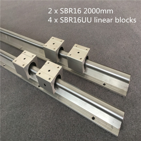 2set  SBR16 2000mm support rail linear guide + 4pcs SBR16UU linear blocks beairng for CNC  linear rail ► Photo 1/6