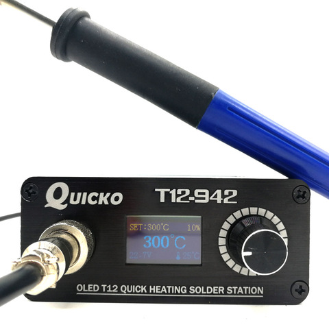 QUICKO MINI T12 STC OLED Digital soldering station 942 electronic soder iron with 9501 handle power adpater 24V3A Welding tools ► Photo 1/6