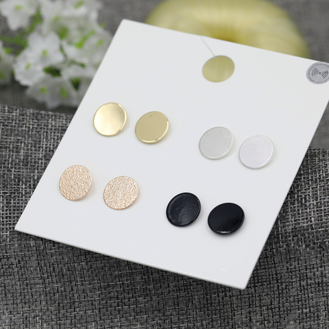 Fashion 4Pairs/Set Round Stud Earrings Set Accessories for Women Black.Rose Gold.Gold Silver Color Mix Circle Studs Earring Sets ► Photo 1/6