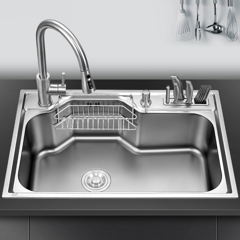 kitchen sink above counter or udermount sinks vegetable washing basin stainless steel single bowl 1.2mm thickness sinks kitchen ► Photo 1/6