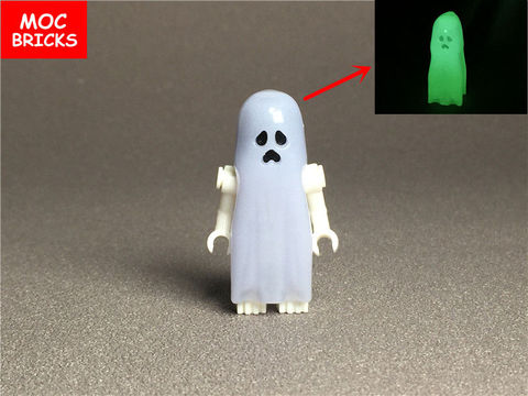 Single Sale  MOC Bricks DIY white Luminous Ghost skeleton Assembly action figure Educational Building blocks children toys gifts ► Photo 1/6