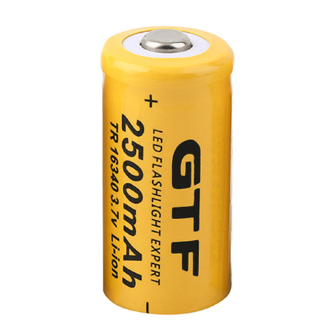 GTF 16340 2500mAh 3.7V Li-ion Rechargeable Batteries For Flashlight Headlamp 3.7V 2500MAH 16340  lithium Batteries ► Photo 1/5