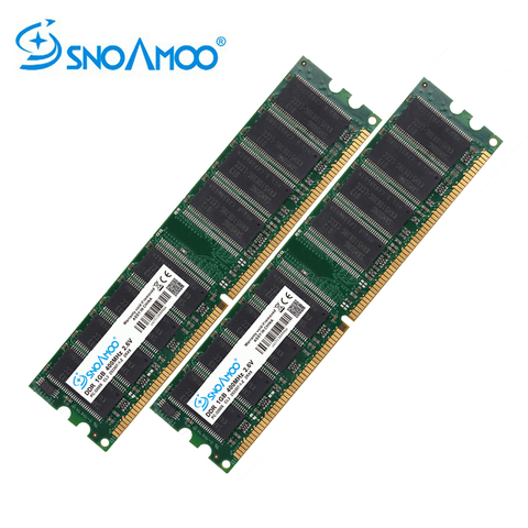 SNOAMOO DDR 2pcsx1GB 400MHz PC3200 184PIN CL3 RAM High Quality Memory For Desktop DIMM Lifetime Warranty ► Photo 1/6