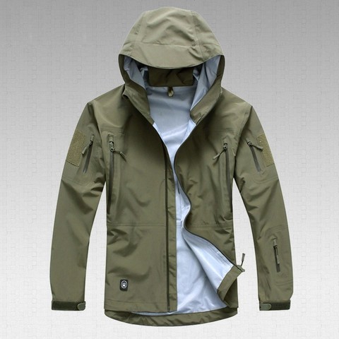 Outdoor Waterproof Hard Shell Tactical Jacket Spring Autumn Thin Breathable Camo Coat Men Climbing Army Training Combat Clothes ► Photo 1/6