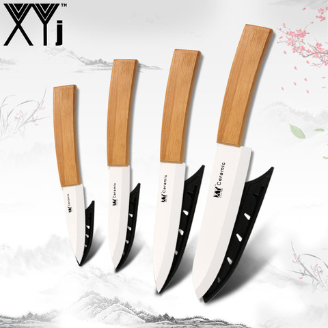 XYj Ceramic Zirconium Oxide Knives Meat Cleaver Bamboo Paring Utility Slicing Chef Kitchen Knife Sets Zirconia Cooking Tools ► Photo 1/6