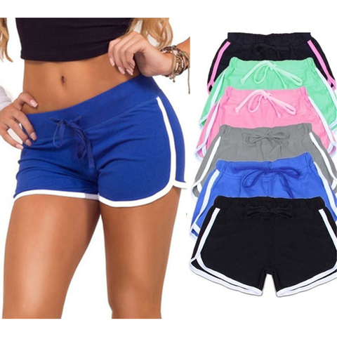 Summer Fast Drying Women Cotton Shorts Contrast Binding Side Split Elastic Waist Loose Casual Shorts Yoga Short Feminino XXL ► Photo 1/6