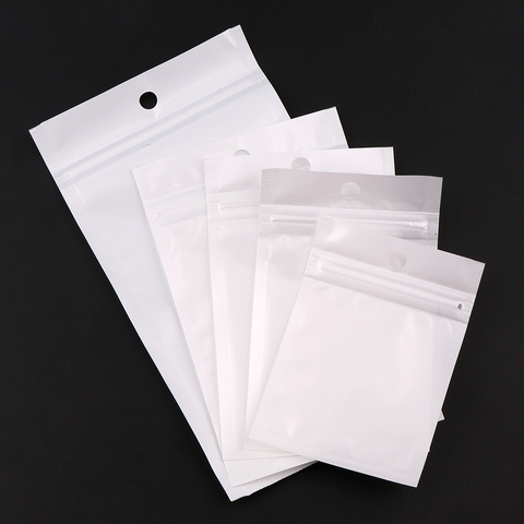 50pc/lot White/Clear Self Seal Zipper Plastic Retail Packaging Pack Poly Bag Ziplock Zip Lock Storage Bag Package Hang Hole ► Photo 1/6