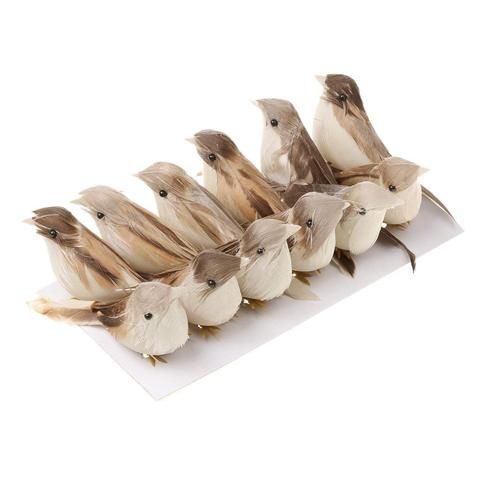 12Pcs Cute Small Artificial Feather Bird Christmas Tree Decor Wedding Doves for Decorating Cages Tree Bonsai Table Decorations ► Photo 1/6