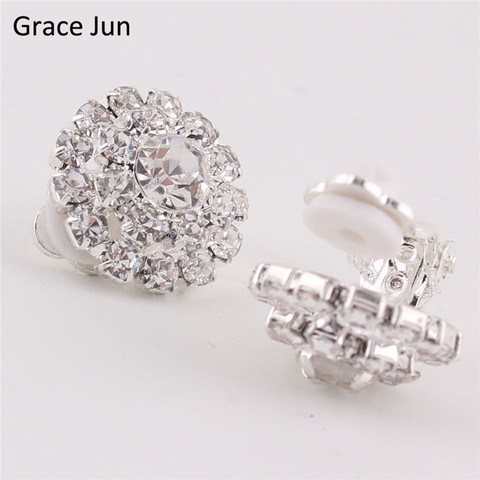 Grace Jun New Arrival Double Round Rhinestone Clip on Earring No Pierced for Women Party Charm Fine Jewelry Bijouterie ► Photo 1/6