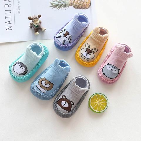 Baby Socks With Rubber Sole Cartoon Animal Baby Floor Socks Anti-slip 0-36 Months Infant Sock Autumn Winter Toddler Socks Shoes ► Photo 1/6