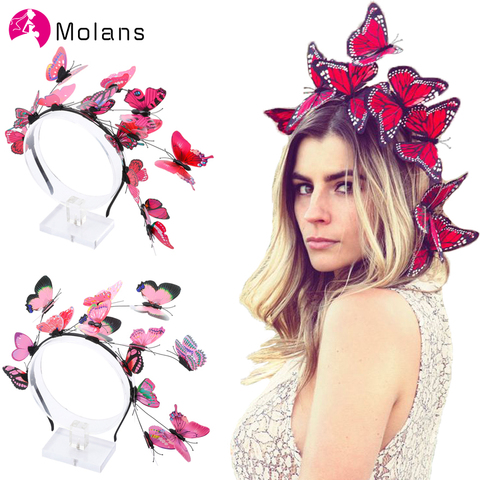 Molans Solid Flutter Faerie Butterfly Headbands Colorful Bogus Butterflies Wild Hair Hoop Woodland Photo Shoot Hairbands ► Photo 1/6
