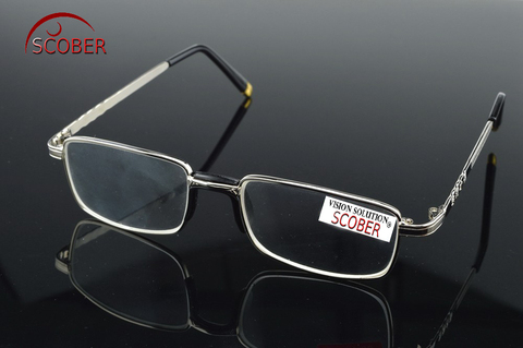 = SCOBER =Two Pairs Full-Rim Natural Crystal Lenses Alloy Comfortable Nose Pad Reading Glasses +1 +1.5 +2 +2.5 +3 +3.5 +4 ► Photo 1/6