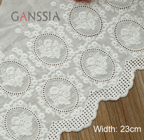 1 Yard/lot Width:23cm Elegant rose design cotton fabric lace sew Embroidered cloth lace garment Trim lace Scrapbooking(ss-4819) ► Photo 1/1