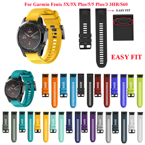26MM 22MM Silicone Watchband Wriststrap for Garmin Fenix 5X Fenix3 3HR Fenix 5 Plus S60 MK1 Watch Easyfit Replacement Watchbands ► Photo 1/6