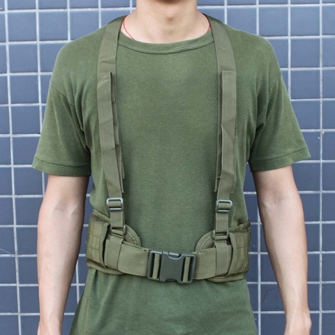 CQC Tactical Molle Belt Suspender Outdoor Men's Army Military Hunting Airsoft Combat Soft Paddded Girdle H-shaped Waist Support ► Photo 1/6