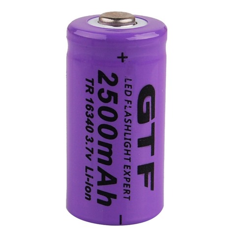 GTF 16340 2500mAh 3.7V Li-ion Rechargeable Batteries For Flashlight Headlamp 2500MAH Capacity 16340  lithium Batteries ► Photo 1/6