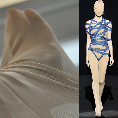 160CM *50CM 4 way stretch nylon mesh fabric soft birdeyes lining underwear stockings skin color knit mesh material ► Photo 1/1