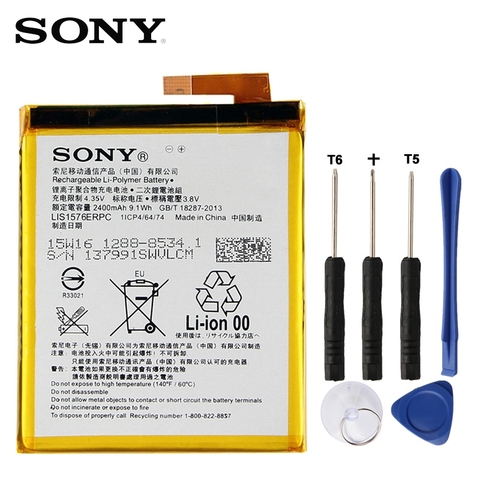 Original Replacement Sony Battery For SONY Xperia M4 Aqua E2303 E2333 E2353 LIS1576ERPC Genuine Phone Battery 2400mAh ► Photo 1/4