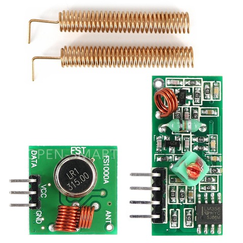 RF 315MHz module RF Transmitter Receiver Module 315MHz Wireless Link Kit + 315MHz Spring Antenna for Arduino ► Photo 1/4