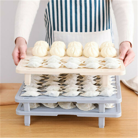 Rectangular/Round Foldable Food Tray Noodles Dumplings Curtain Cutlery Trays Drain Rack Kitchen Dish Storage Supplies ► Photo 1/6